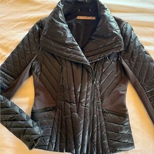 Blanc Noir Black Quilted Puffer Jacket